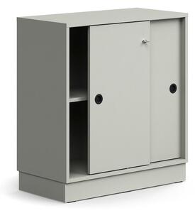 AJ Produkty Skříň s posuvnými dveřmi QBUS, 1 police, sokl, úchytky, 868x800x400 mm, světle šedá