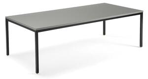 AJ Produkty Jednací stůl QBUS, 2400x1200 mm, 4 nohy, černý rám, světle šedá