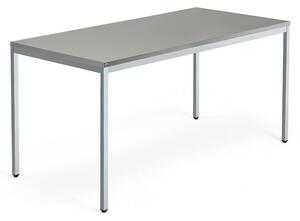 AJ Produkty Psací stůl QBUS, 4 nohy, 1600x800 mm, stříbrný rám, světle šedá