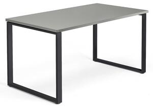 AJ Produkty Psací stůl QBUS, O-podnož, 1400x800 mm, černý rám, světle šedá