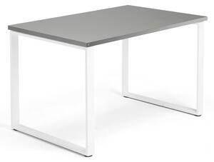 AJ Produkty Psací stůl QBUS, O-podnož, 1200x800 mm, bílý rám, světle šedá