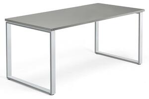 AJ Produkty Psací stůl QBUS, O-podnož, 1600x800 mm, stříbrný rám, světle šedá