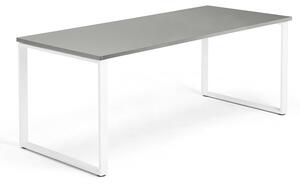 AJ Produkty Psací stůl QBUS, O-podnož, 1800x800 mm, bílý rám, světle šedá