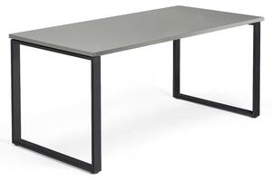 AJ Produkty Psací stůl QBUS, O-podnož, 1600x800 mm, černý rám, světle šedá
