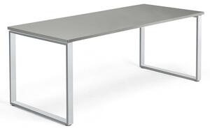 AJ Produkty Psací stůl QBUS, O-podnož, 1800x800 mm, stříbrný rám, světle šedá