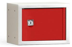 AJ Produkty Box na osobní věci CUBE, 150x200x150 mm, šedá/červené dveře