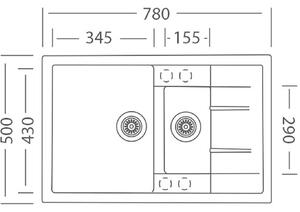Granitový dřez Sinks CRYSTAL 780.1 Metalblack + Dřezová baterie Sinks RETRO 54 lesklá