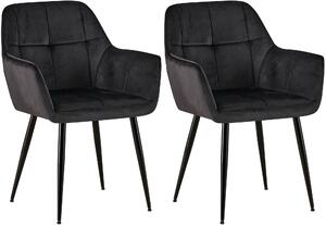 Jídelní židle Emia (SET 2 ks) ~ samet, kovové nohy černé - Černá