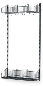 AJ Produkty Šatní stěna TRÅD, nástěnná, 900x2000 mm, tmavě šedá