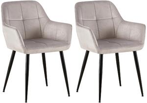 Jídelní židle Emia (SET 2 ks) ~ samet, kovové nohy černé - Světle šedá