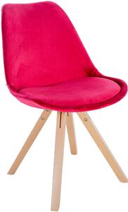 Židle Sofia ~ samet, nohy hranaté natura - Červená
