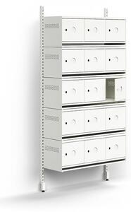 AJ Produkty Skříň na boty ENTRY, nástěnná, 15 kovových dvířek s přípravou pro označení, 1800x900x300 mm, bílá