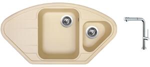Granitový dřez Sinks LOTUS 960.1 Sahara + Dřezová baterie Sinks SLIM S2 kartáčovaná