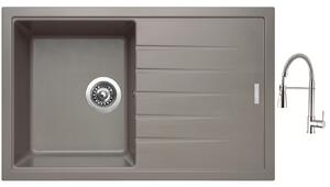 Granitový dřez Sinks BEST 780 Truffle + Dřezová baterie Sinks MIX 35 PROF S chrom