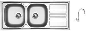Nerezový dřez Sinks OKIO 1160 DUO V 0,6mm matný + Dřezová baterie Sinks RETRO 54 lesklá