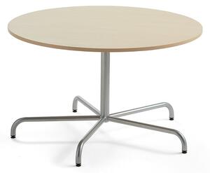 AJ Produkty Stůl PLURAL, Ø1200x720 mm, akustická HPL deska, bříza, stříbrná