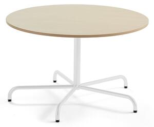 AJ Produkty Stůl PLURAL, Ø1200x720 mm, akustická HPL deska, bříza, bílá