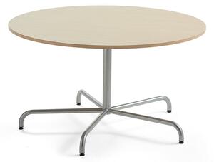AJ Produkty Stůl PLURAL, Ø1300x720 mm, akustická HPL deska, bříza, stříbrná
