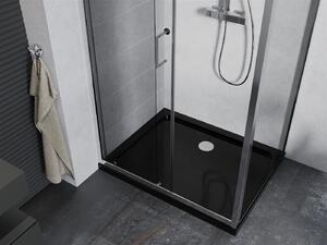 Mexen Apia sprchový kout s posuvnými dveřmi 100 (dveře) x 70 (stěna) cm, 5mm čiré sklo, chromový profil + černá sprchová vanička s chromovým sifonem, 840-100-070-01-00-4070