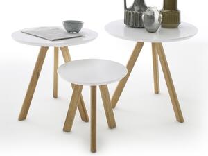 Sada tří konferenčních stolků ve skandinávském stylu SINIO dub přírodní/bílá