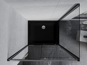 Mexen Apia sprchový kout s posuvnými dveřmi 90 (dveře) x 70 (stěna) cm, 5mm čiré sklo, chromový profil + černá sprchová vanička s chromovým sifonem, 840-090-070-01-00-4070