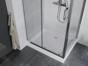 Mexen APIA, sprchový kout s posuvnými dveřmi 120 (dveře) x 90 (stěna) cm, 5mm čiré sklo, chromový profil + bílá sprchová vanička RIO, 840-120-090-01-00-4510