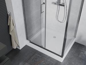 Mexen APIA, sprchový kout s posuvnými dveřmi 120 (dveře) x 90 (stěna) cm, 5mm čiré sklo, chromový profil + bílá sprchová vanička RIO, 840-120-090-01-00-4510