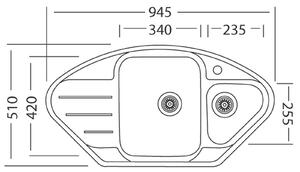 Nerezový dřez Sinks LOTUS 945.1 V 0,8mm leštěný + Dřezová baterie Sinks MIX 35 chrom
