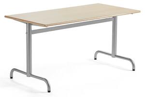 AJ Produkty Stůl PLURAL, 1400x700x600 mm, akustická HPL deska, bříza, stříbrná