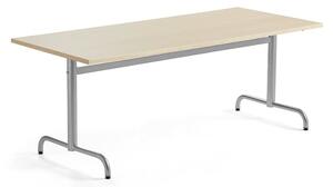 AJ Produkty Stůl PLURAL, 1800x800x600 mm, akustická HPL deska, bříza, stříbrná