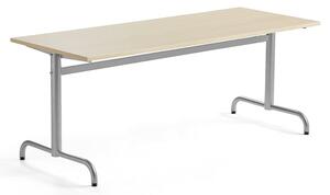 AJ Produkty Stůl PLURAL, 1800x700x600 mm, akustická HPL deska, bříza, stříbrná