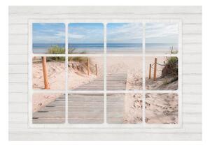 Fototapeta - Okno a pláž + zdarma lepidlo - 200x140