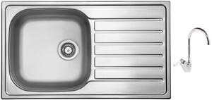 Nerezový dřez Sinks HYPNOS 860 V 0,6mm matný + Dřezová baterie Sinks RETRO 54 lesklá