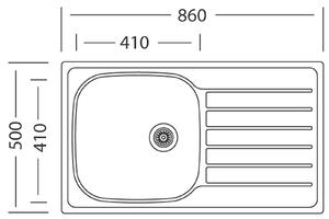 Nerezový dřez Sinks HYPNOS 860 V 0,6mm matný + Dřezová baterie Sinks RETRO 54 lesklá