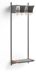 AJ Produkty Šatní stěna JEPPE, 2 přihrádky, 1790x600x300 mm, dub/stříbrná