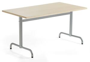 AJ Produkty Stůl PLURAL, 1400x800x720 mm, akustická HPL deska, bříza, stříbrná