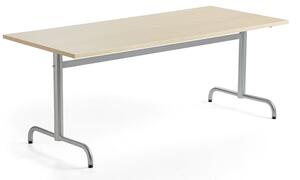 AJ Produkty Stůl PLURAL, 1800x800x720 mm, akustická HPL deska, bříza, stříbrná