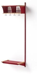 AJ Produkty Šatní stěna JEPPE, přídavná sekce, 2 přihrádky, 1790x600x300 mm, dub/červená