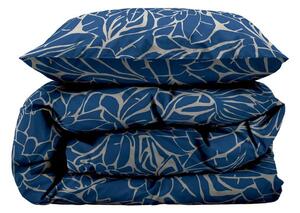 Modré damaškové povlečení na jednolůžko 140x200 cm Abstract leaves – Södahl