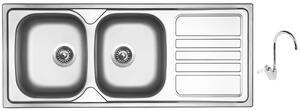 Nerezový dřez Sinks OKIO 1200 DUO V 0,7mm matný + Dřezová baterie Sinks RETRO 54 lesklá