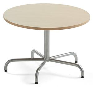 AJ Produkty Stůl PLURAL, Ø900x600 mm, akustická HPL deska, bříza, stříbrná