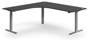AJ Produkty Výškově nastavitelný stůl FLEXUS, rohový, 2000x2000 mm, stříbrná podnož, šedá