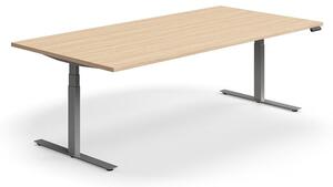 AJ Produkty Jednací stůl QBUS, výškově nastavitelný, obdélníkový, 2400x1200 mm, stříbrná podnož, dub