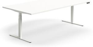 AJ Produkty Jednací stůl QBUS, výškově nastavitelný, obdélníkový, 2400x1200 mm, bílá podnož, bílá