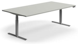 AJ Produkty Jednací stůl QBUS, výškově nastavitelný, obdélníkový, 2400x1200 mm, stříbrná podnož, světle šedá