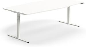 AJ Produkty Jednací stůl QBUS, výškově nastavitelný, ve tvaru sudu, 2400x1200 mm, bílá podnož, bílá