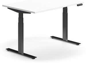AJ Produkty Výškově nastavitelný stůl QBUS, 1200x800 mm, černá podnož, bílá