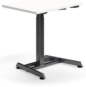 AJ Produkty Výškově nastavitelný stůl QBUS, 800x600 mm, černá podnož, bílá