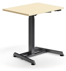 AJ Produkty Výškově nastavitelný stůl QBUS, 800x600 mm, černá podnož, bříza