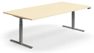 AJ Produkty Jednací stůl QBUS, výškově nastavitelný, obdélníkový, 2400x1200 mm, stříbrná podnož, bříza